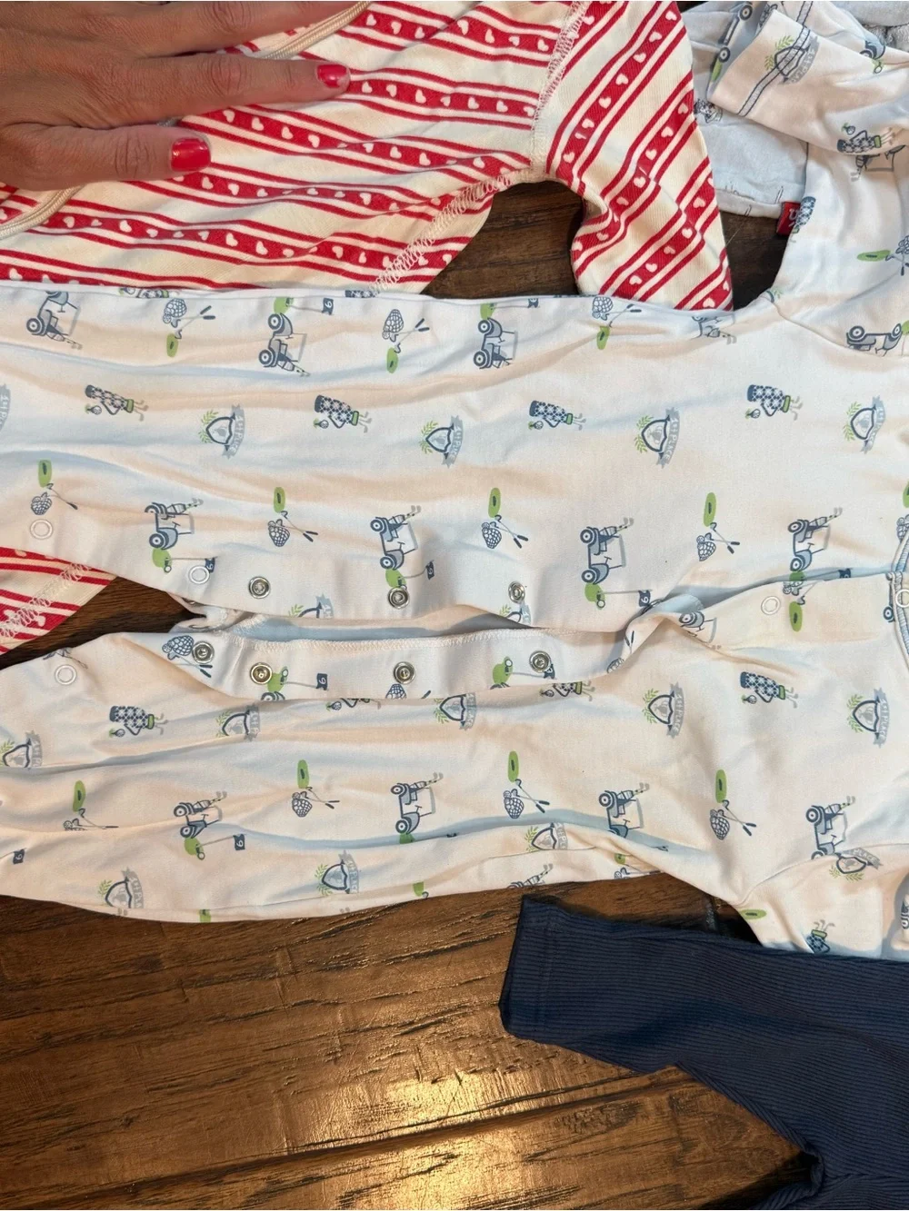 Assorted Baby One-Piece Footed Pajamas - Blue/Navy/White - Mixed Brands